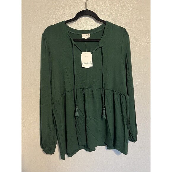 Wonderly Women's Long Sleeve Airflow Green Empire Peasant Top size 1X - Picture 1 of 4